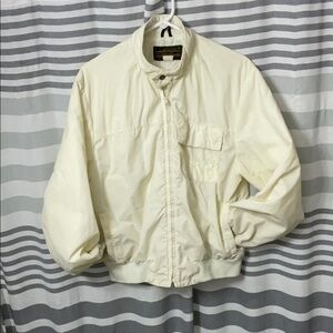 Eddie Bauer Cream Windbreaker Jacket with Stand-Up Collar